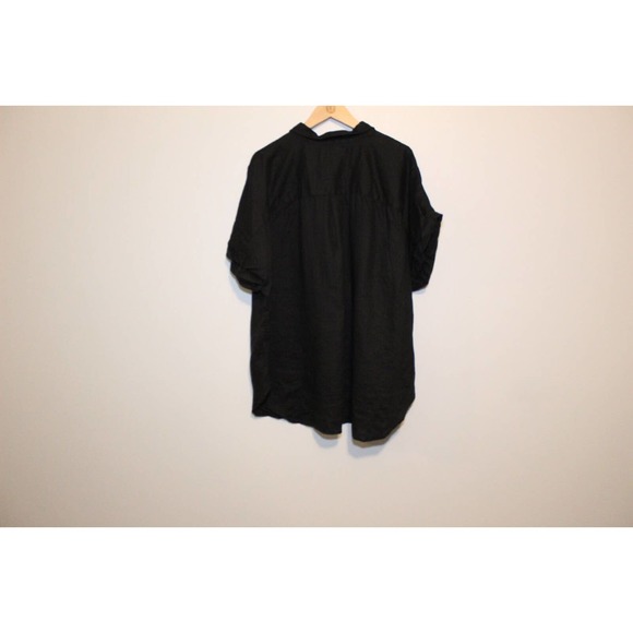 Lauren Ralph Lauren Linen Short Sleeve Button Up Shirt Black Plus Size 3X H13997 - Picture 8 of 9